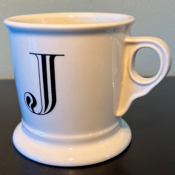 Anthropologie Letter J Monogram Initial Shaving Style Pedestal Base Mug Cup - Picture 2 of 12